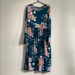 Teal SOFT stretchy midi dress